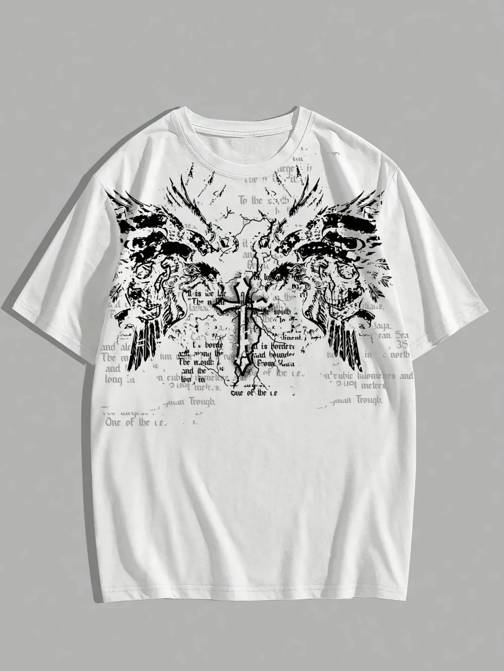 2026 Hot Selling New Men's Personalized Skull Print Micro Elastic Breathable Round Neck T-shirt Outdoor Urban High Street Top