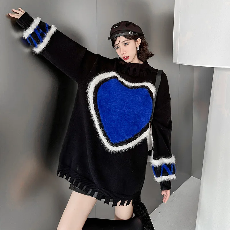 

American Love Mink Fur For Women's Autumn And Winter New Style, Oversized Loose Design, Niche Western Style Knitted Sweater