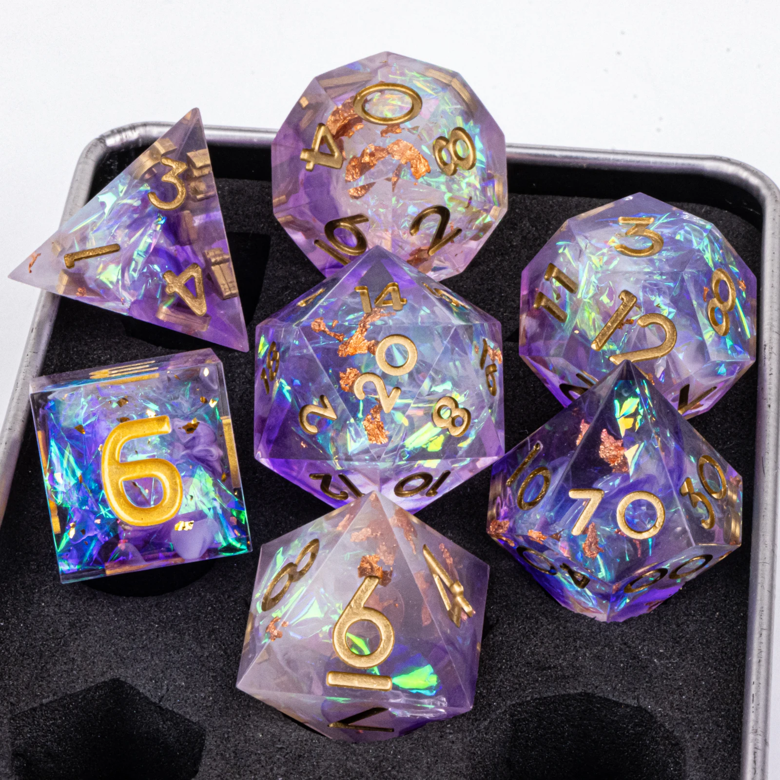 Pink Handmade Resin Dice D and D Dice Set for Dungeons and Dragons, Polyhedral Sharp Edged Dice Resin D&D Dice, D20 Dice Gift