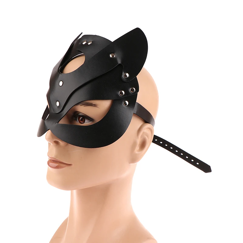 Masque Demi-visage en Cuir Sexy pour Femme, Cosplay Renard, Chat, Anime, Rivet Punk, Collier pour ixd'Halloween, Balle, Barrage