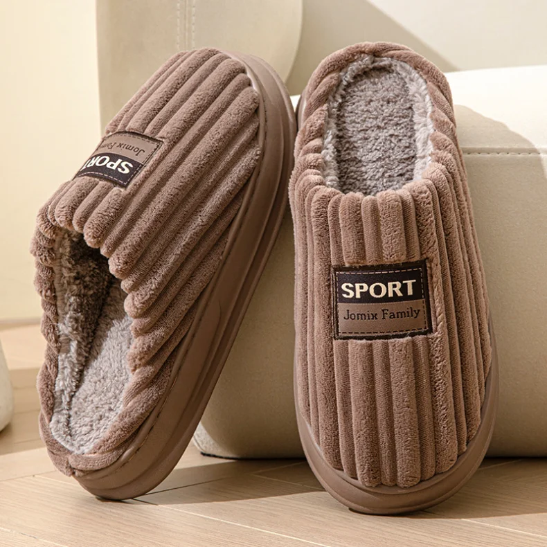 

Plus Size House Slippers Men Plush for Warmth Cushion Memory Foam Living Room Shoes Slip-on Winter Indoor Cotton Slippers 2025