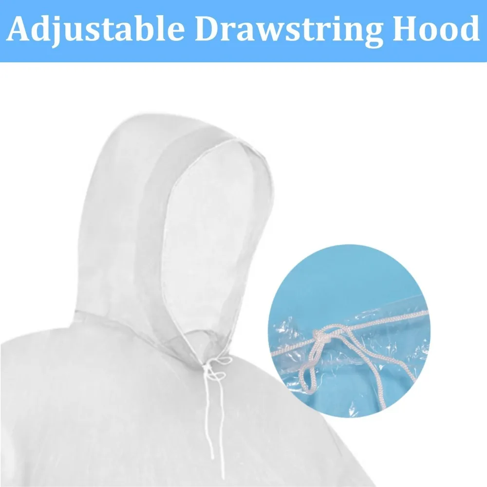 عباءات المطر للاستعمال مرة واحدة للبالغين - عباءات شفافة مقاومة للماء مع غطاء محرك السيارة، معدات المطر في حالات الطوارئ لـ #2