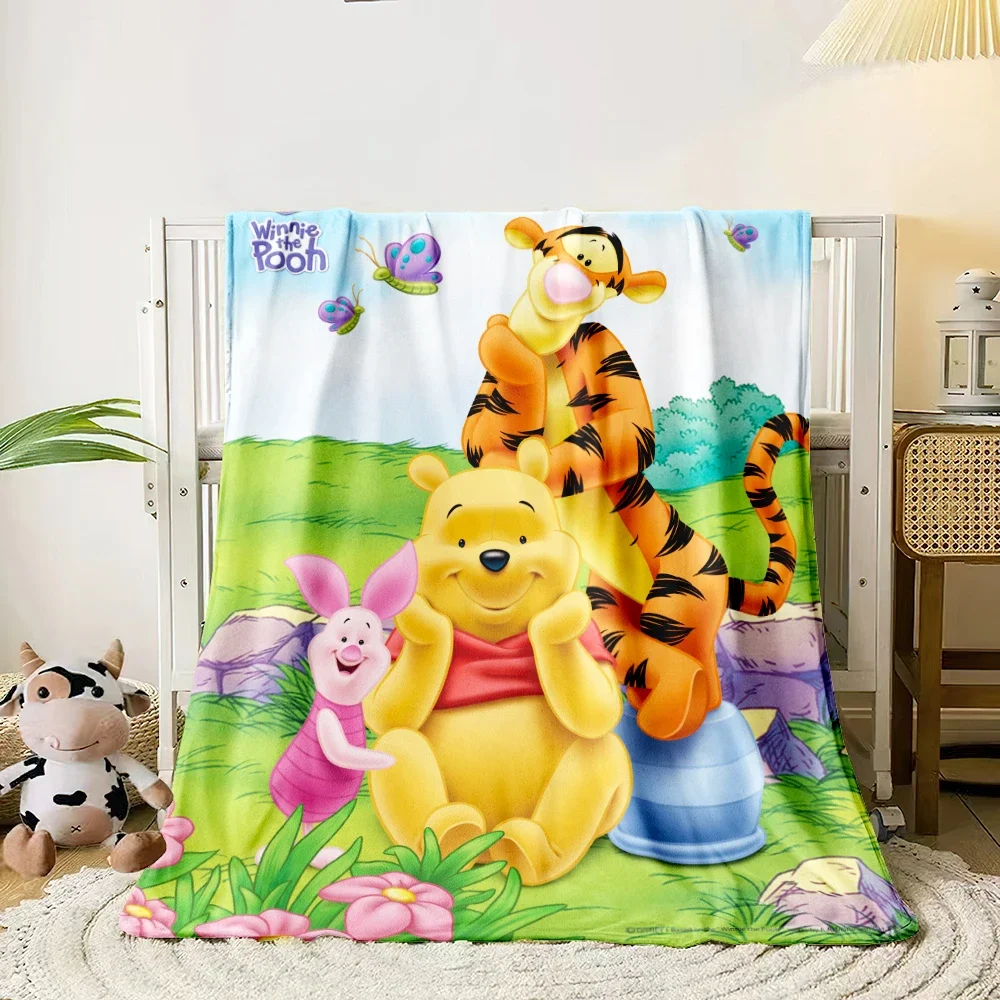 Winnie Pooh Cartoon printed flannel thin blanket. Four seasons blanket. for sofa, beds, living room, travel picnic blanket gifts