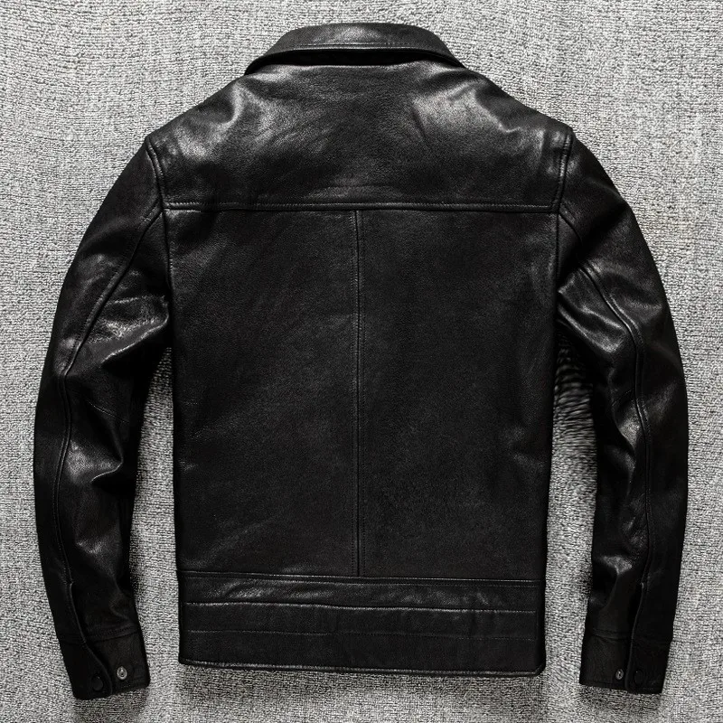 Casual men's top layer sheepskin leather slim-fit red cover