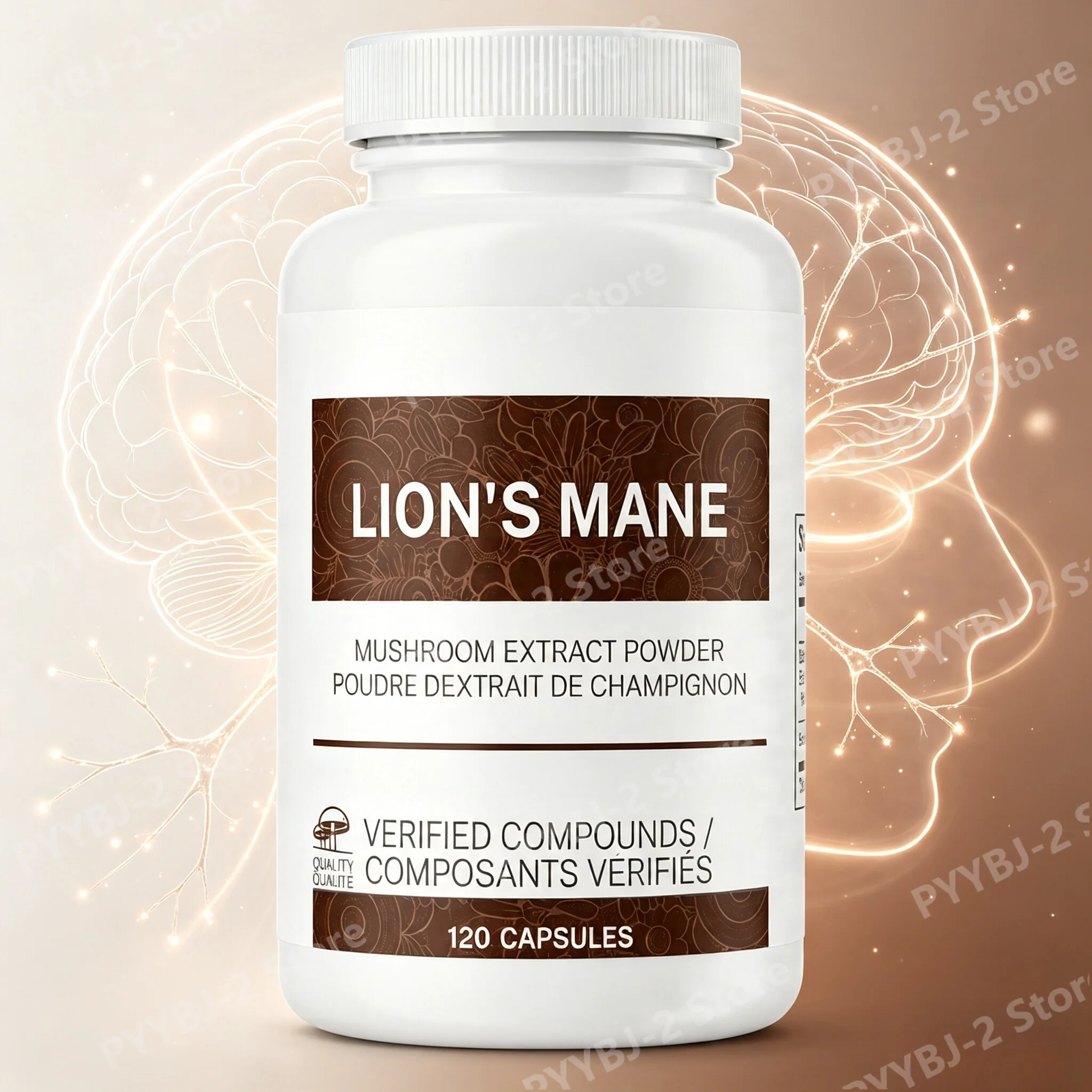Lion’s Mane Mushroom Extract 1000 Mg Capsules with 300 Mg Beta-Glucans Support for Focus Memory Brain Health 120 Capsules