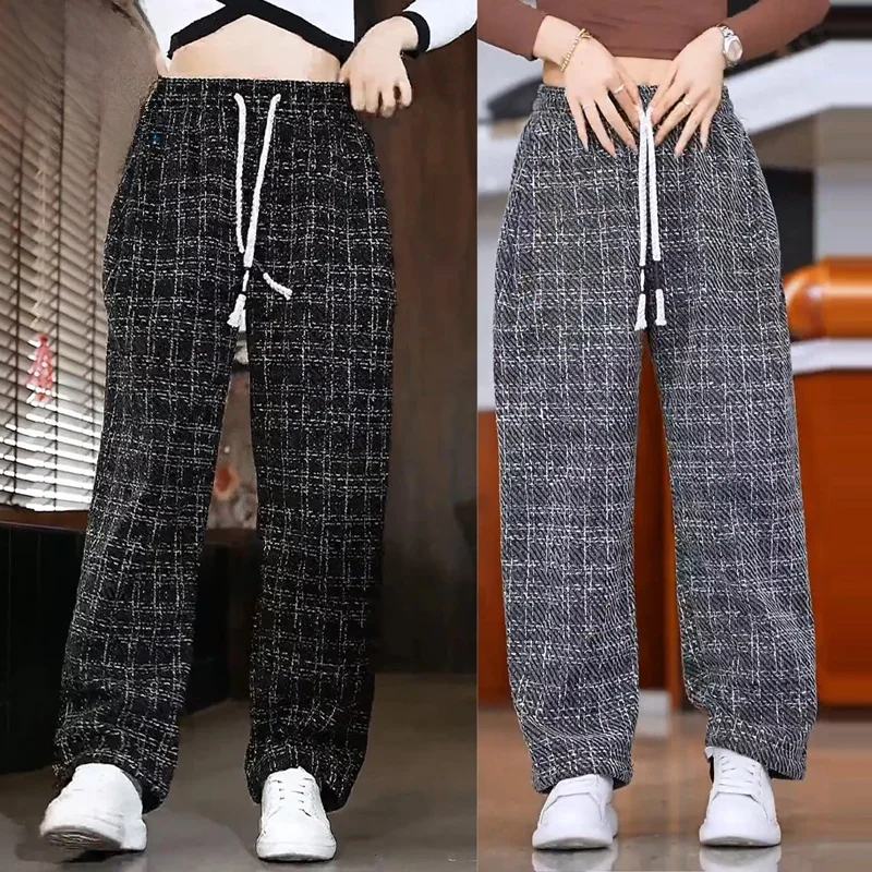 

High-End American Sle Men's Plaid Casual Pants Loose All-Match Large Size Men's Wide Leg Straight Tube Long Trousers