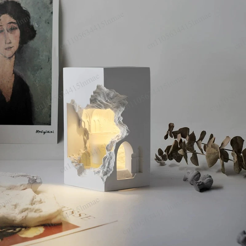 European Architectural Gypsum Molten Candle Lamp Ornament Table Lamp Fireless Aromatherapy Molten Wax Lamp