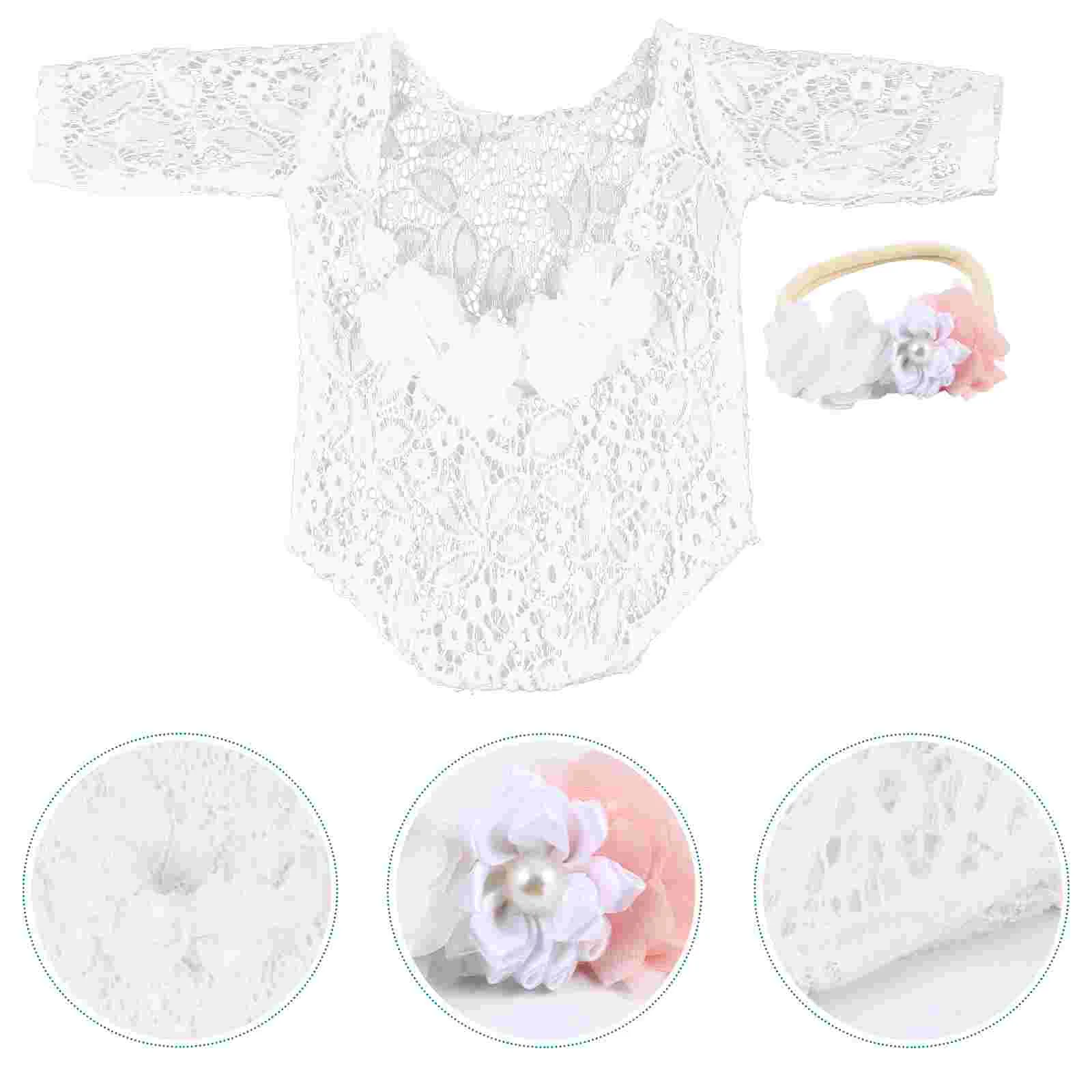 

Baby Photography Clothes Bodysuit Outfits Shower Props Newborn Romper Clothing Head Band Rompers Headbands Costumes