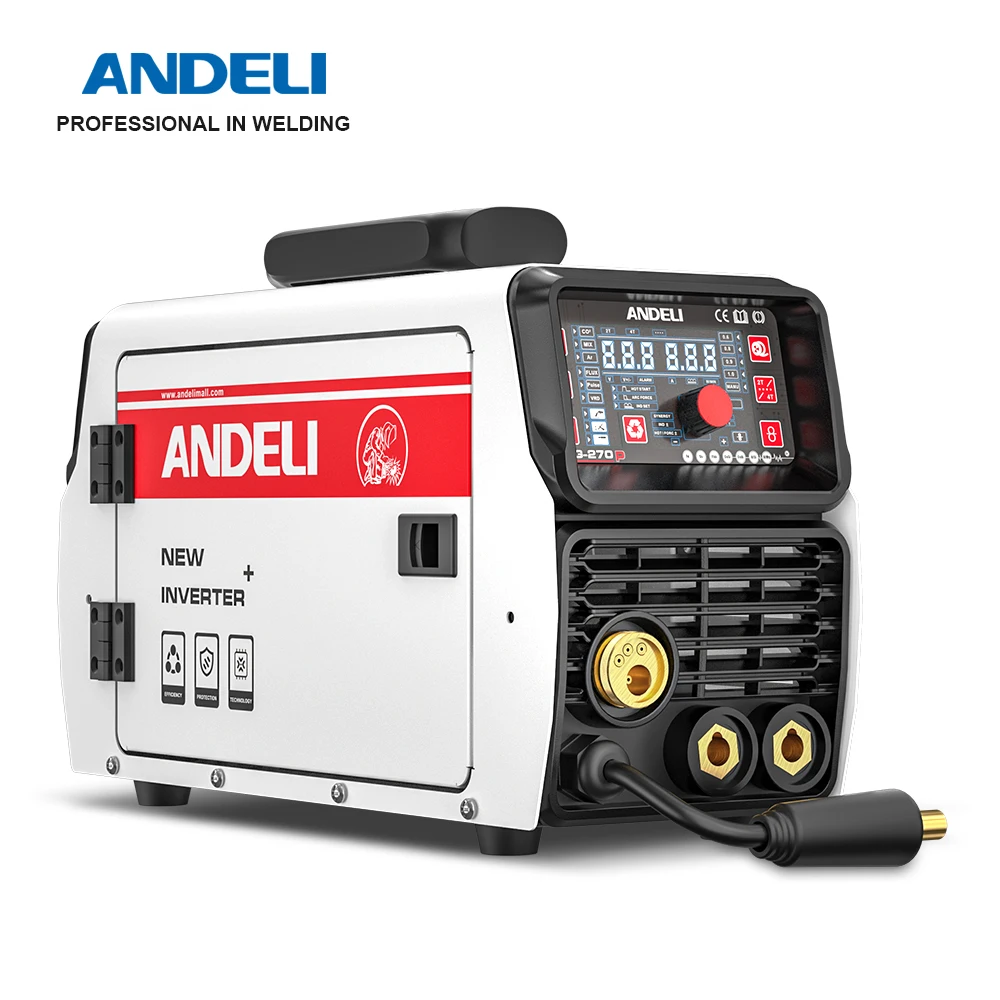 Imagem -03 - Andeli Mig270p Tela Led 220v Mig Pulse Mma Lift Tig Gasless Soldagem em Multifuncional Máquina de Solda de Alumínio