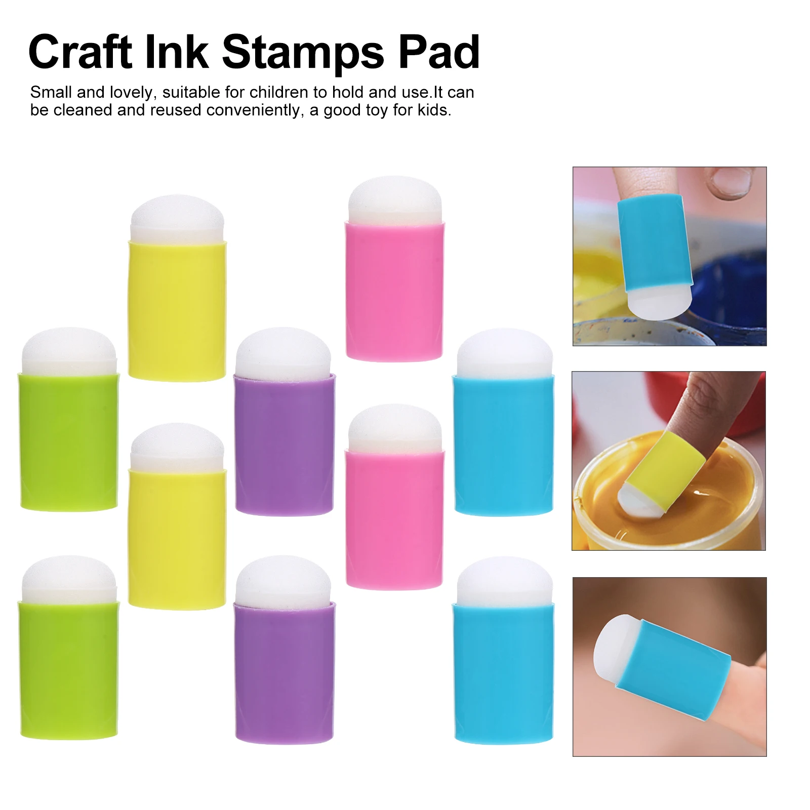 

10pcs Eraser Stamp Smear Tool Kids Paint Drawing Finger Sleeve Reusable Ink Dauber Craft Blending Brush Sponge for Children