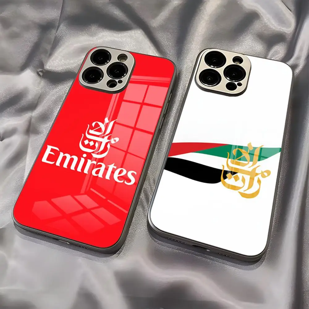 Emirates Phone Case New Cool Electroplated Glass Unique Fashion Drop-proof For Samsung S24 S23 S22 A55 54 53