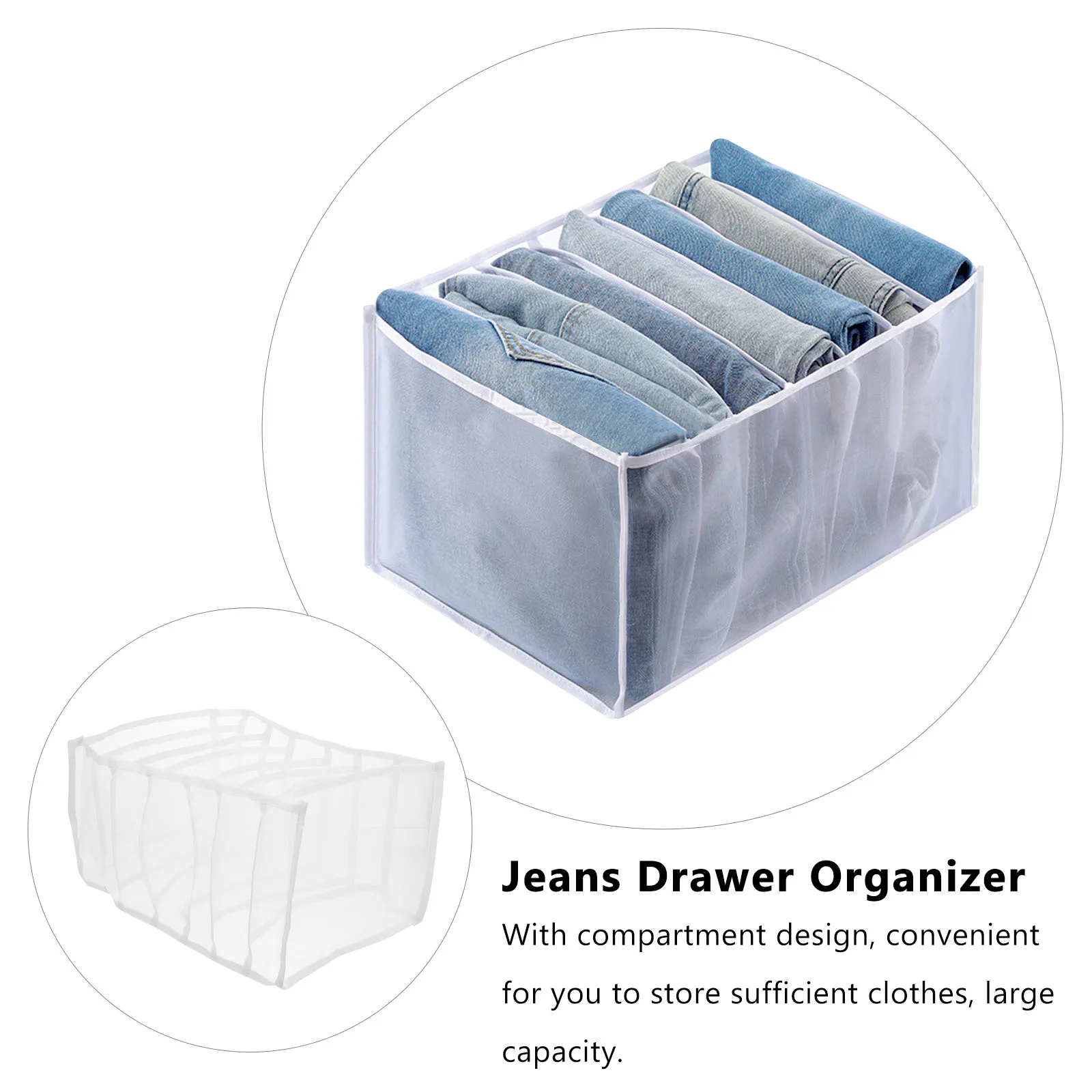 

2pcs Jeans Storage Bag Fabric Compartment Organizer for Clothes Drawer Trouser Wardrobe Socks Large Capacity Under Bed Closet