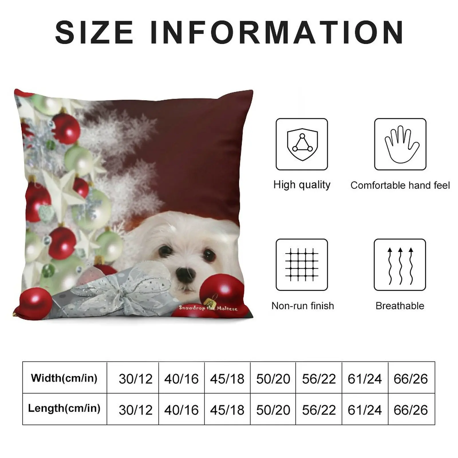 Snowdrop the Maltese at Christmas Throw Pillow Marble Cushion Cover Pillow Case Christmas Elastic Cover For Sofa pillow