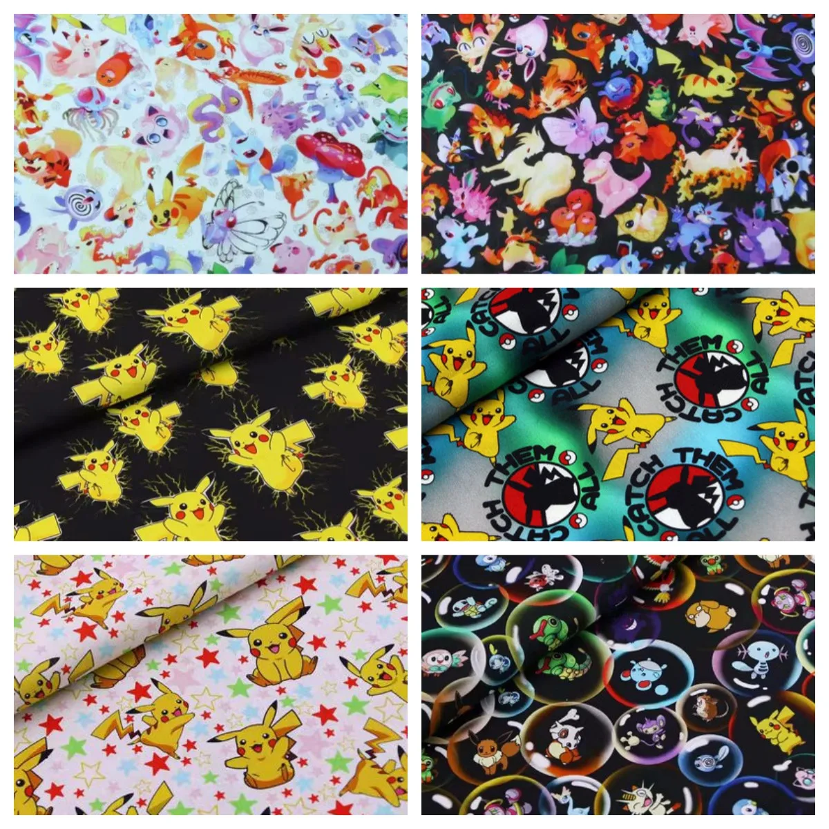 140cm Width Pocket Monster Pokemon 100 Cotton Fabric for  DIY Patchwork Textile Tissu Home Clothing Sew Needlework Material