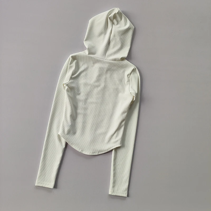 Fitnessjacke für Damen, Kapuzen-Cardigan, Herbst und Winter, eng anliegend, schnelltrocknend, Sport-Lauf-Trainings-Slim-Yoga-Kleid, Langarm – Detail 5