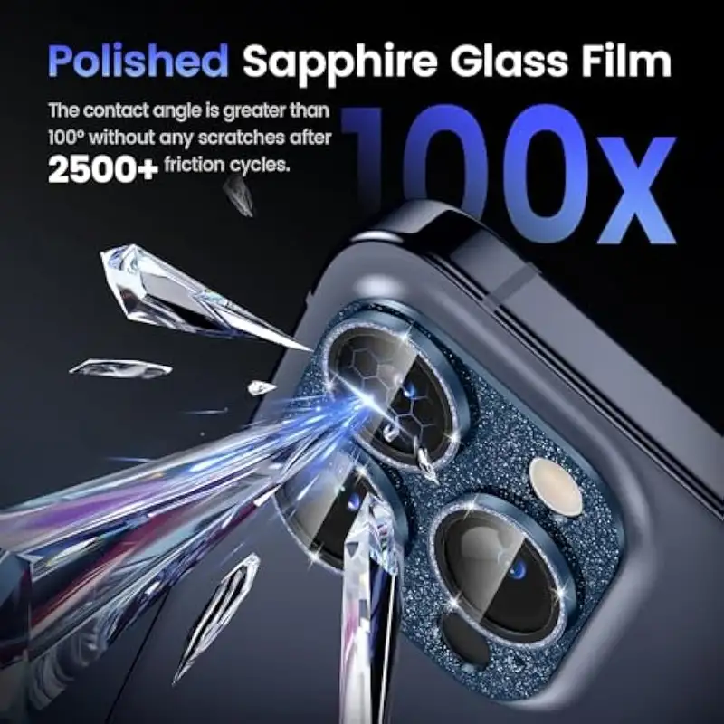 Bling Metal 9H Tempered Glass Camera Protector for iPhone 15 Pro Max Plus 14 Glitter Alloy Shield Lens Rings Cap Full Cover Film - Image 4