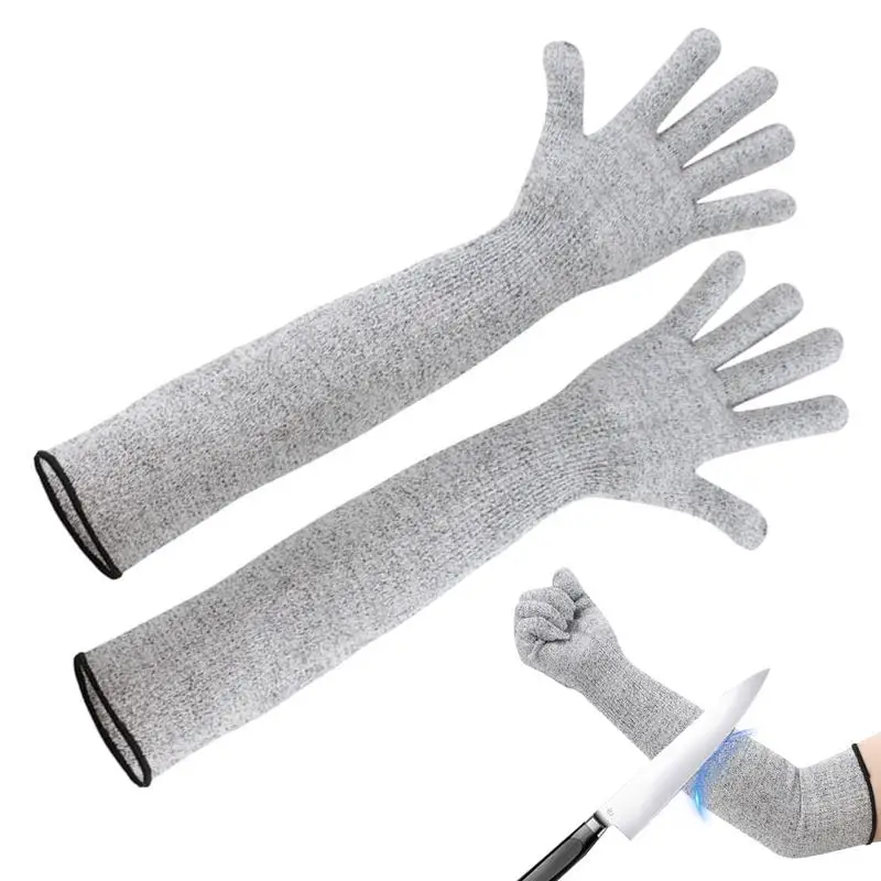 1 Pair 55cm Anti-Puncture Cut Arm Sleeve Cut Resistant Knit Sleeves Outdoor Work Safety Anti-cutting Arm Guard Protective Glove