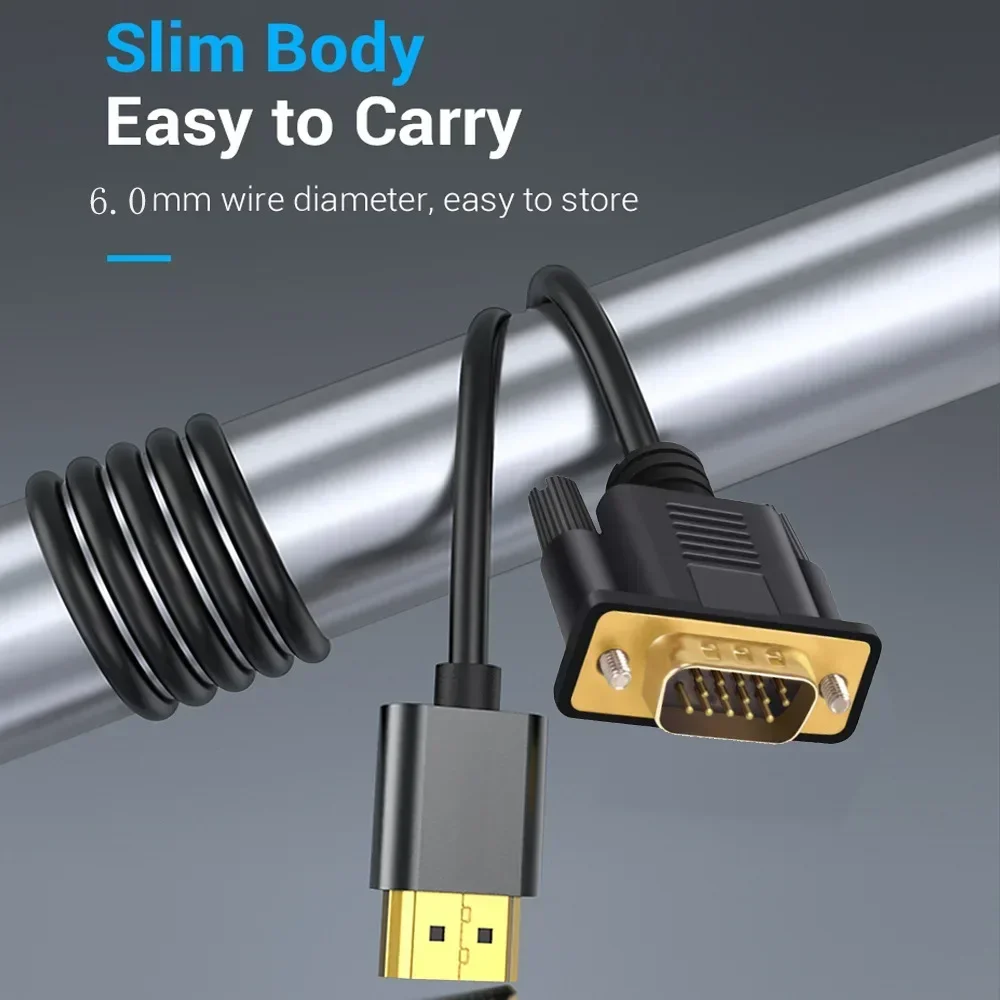 1080P 60Hz HDMI Compatible Cable To VGA Adapter Digital To Analog for Computer Laptop HDMI Male To VGA Male