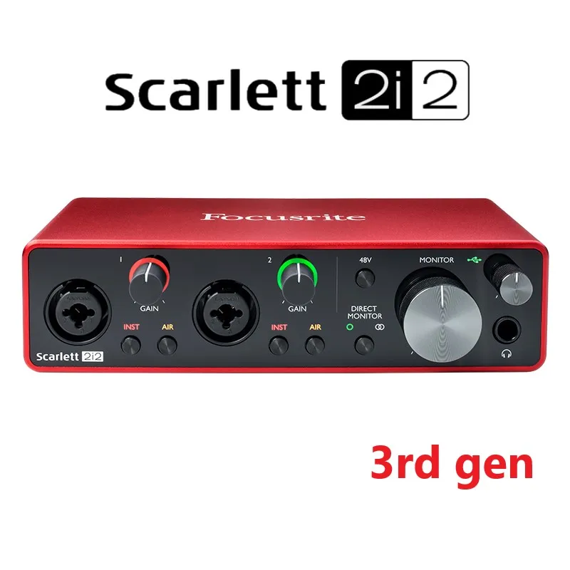 Focusrite Scarlett 2i2 (3-е поколение) профессиональный аудио интерфейс внешняя звуковая карта USB усилитель для наушников