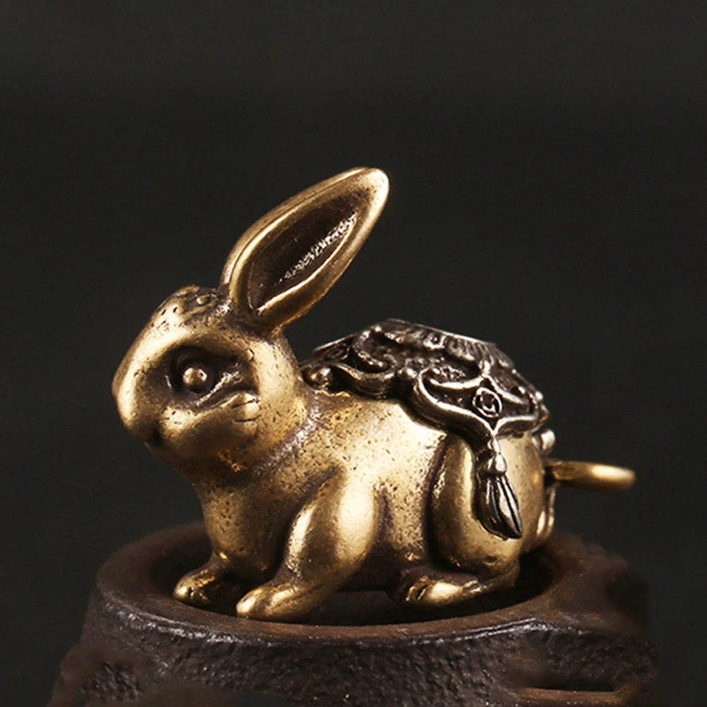 

4pcs Rabbit Keychains Decorative Brass DIY Hanging Charms Pendant Crafts Home naments New Year Decor Figurines 2023