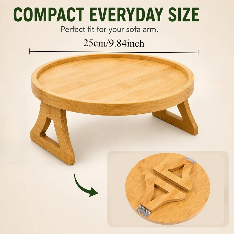 1/2pc Sofa Tray Table Sofa Armrest Clip-On Tray Natural Wooden Sofa Tray Practical TV Snack Tray for Remote Control Coffee Snack - view 6