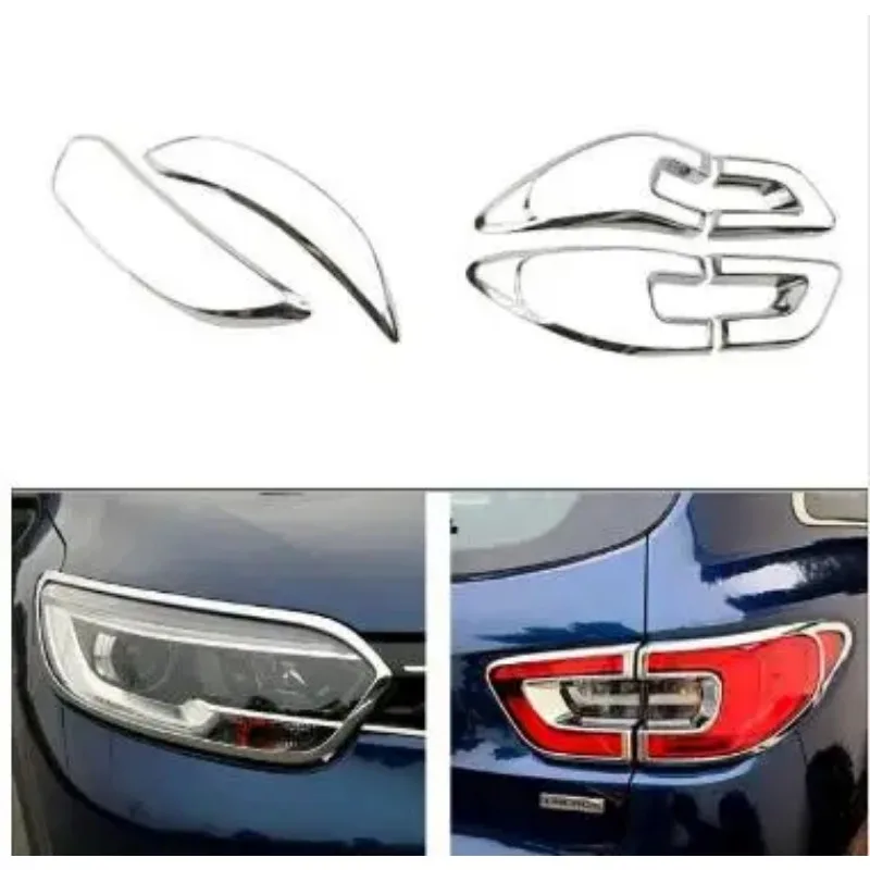 Front Lamp Cover Headlight Cover +Black Tail Light Rear Lights Decorate Cover Trim ABS Chrome For Kadjar 2015 2016 2017