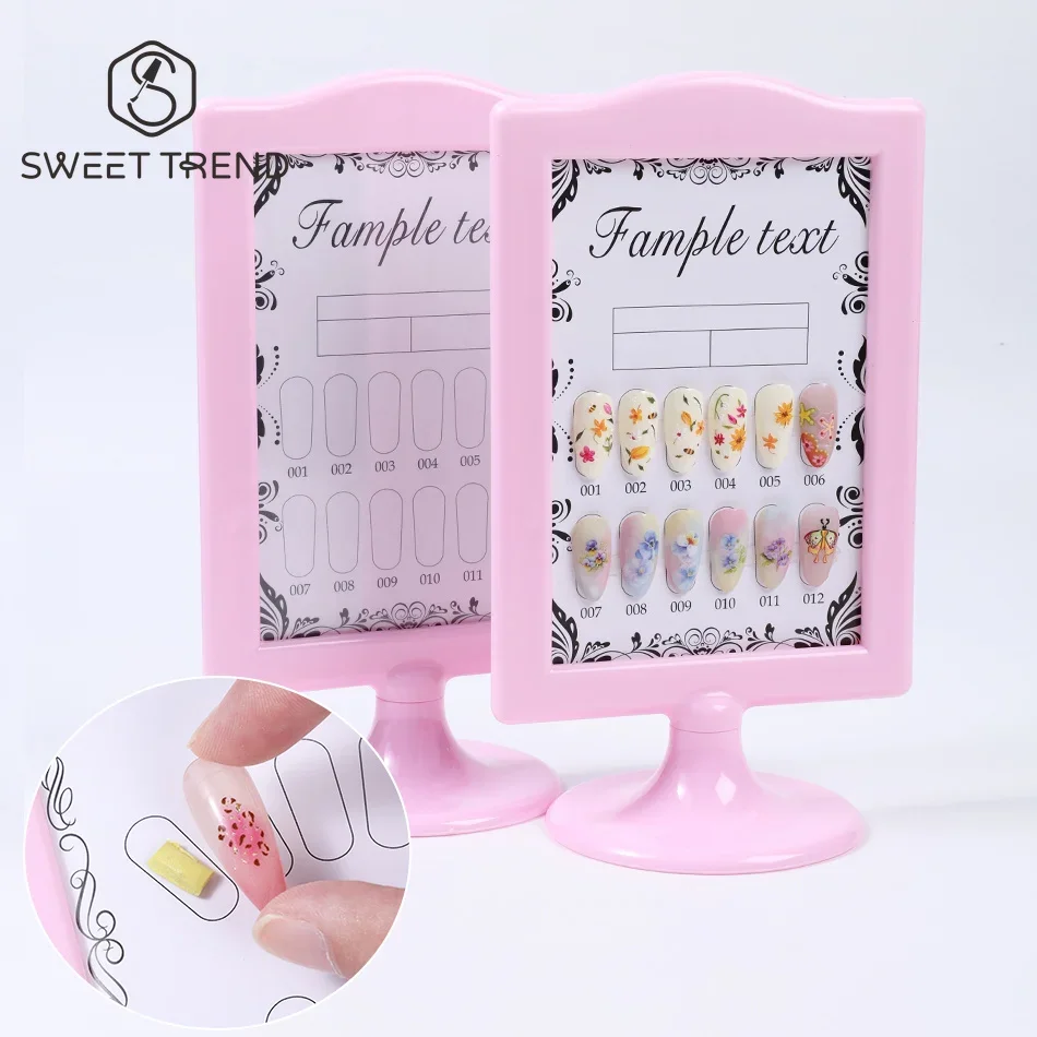 Double-sided Nail Display Stand Tips Nail Swatch Color Chart Board False Nail Sample Showing Rack Manicure Salon Display Tools