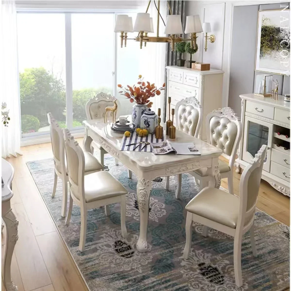 

L # Европейский стиль, высококачественный квадратный и круглый ресторанный обеденный стол из массива дерева, искусственный камень, мрамор, обеденный стол