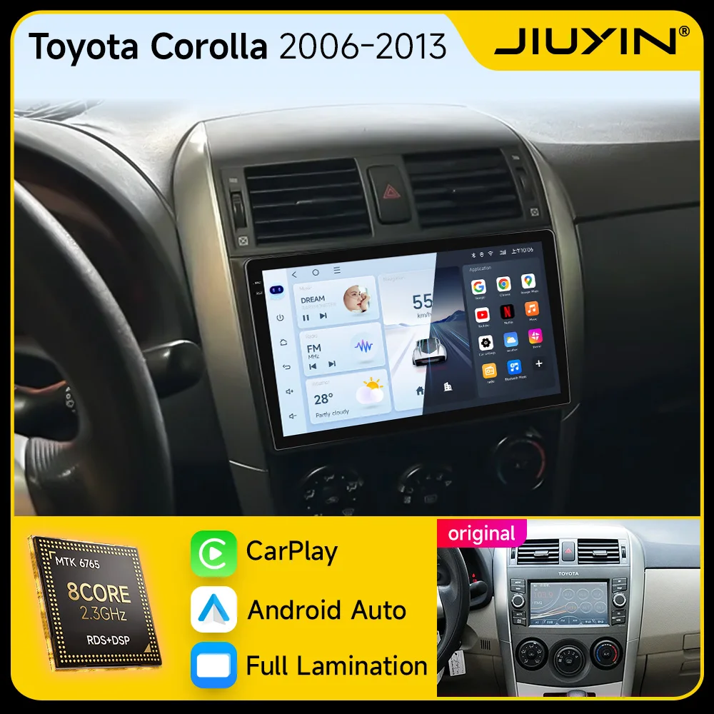 

Автомагнитола JIUYIN для Toyota Corolla E140/150 2006-2013, мультимедийный видеоплеер, навигация, стерео, GPS, Android 15 ﻿