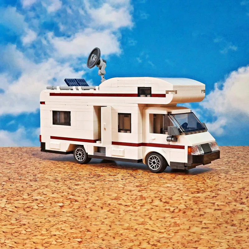 Modelo de Autocaravana de la Serie City Car de 478 Piezas, Bloques de Construcción para Armar, Juguete Ideal para Fiestas y Cumpleaños
