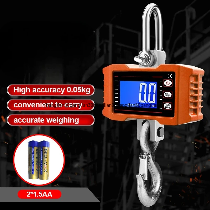 New 1000kg1.5t Electronic 2t Tension Portable Hanging 1T Hook Scale