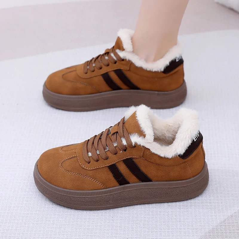 ماركة الشتاء الأحذية النسائية 2025 أفخم سميكة الحرارية حذاء كاجوال سميكة سوليد الدانتيل يصل أحذية تدريب الألمانية أحذية مفلكنة #4