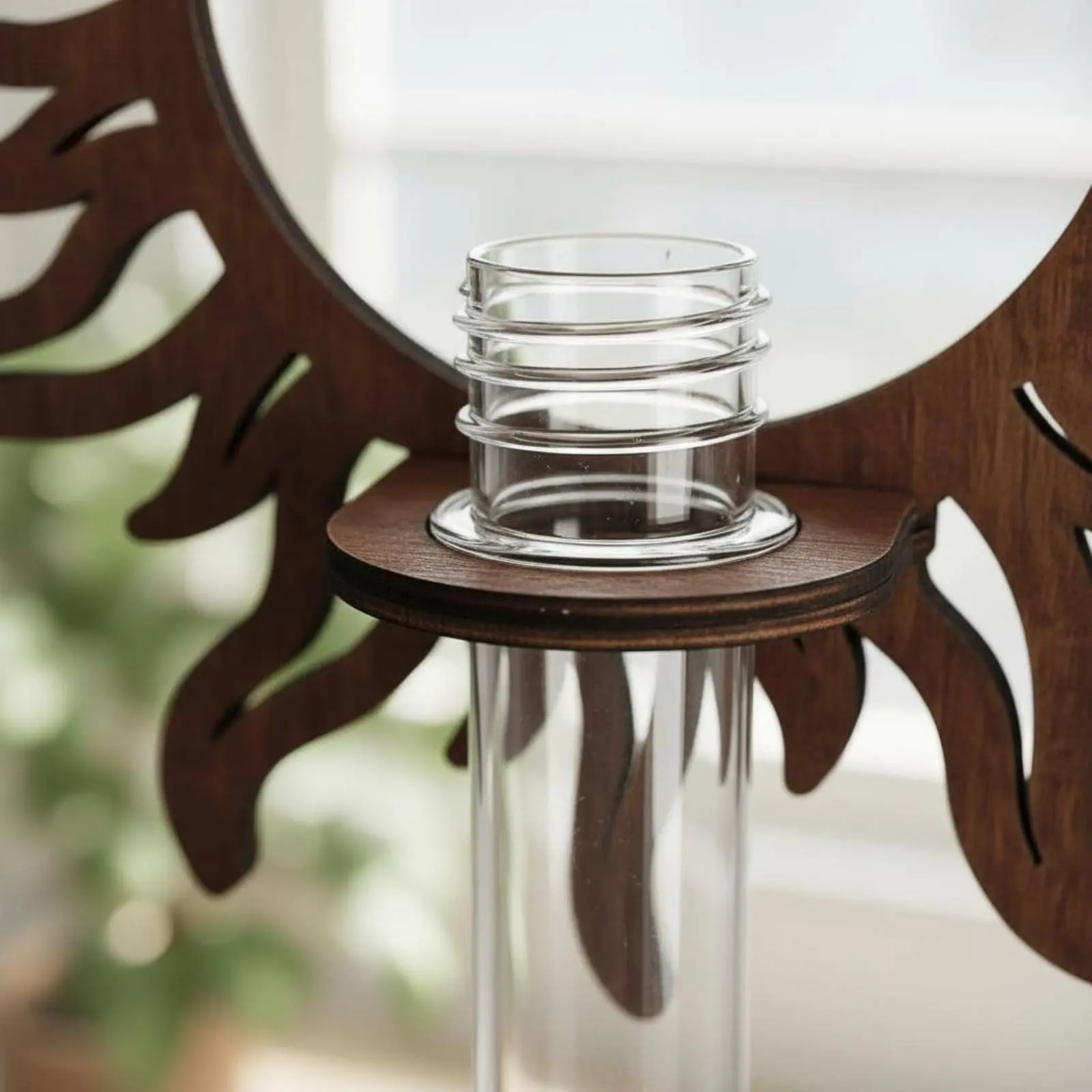 Sun Wall Planter Wooden Radial Plant Shelf Hanging Plant Shelf Sturdy Interior Accessory Natural Rim for Bedroom, Living Room