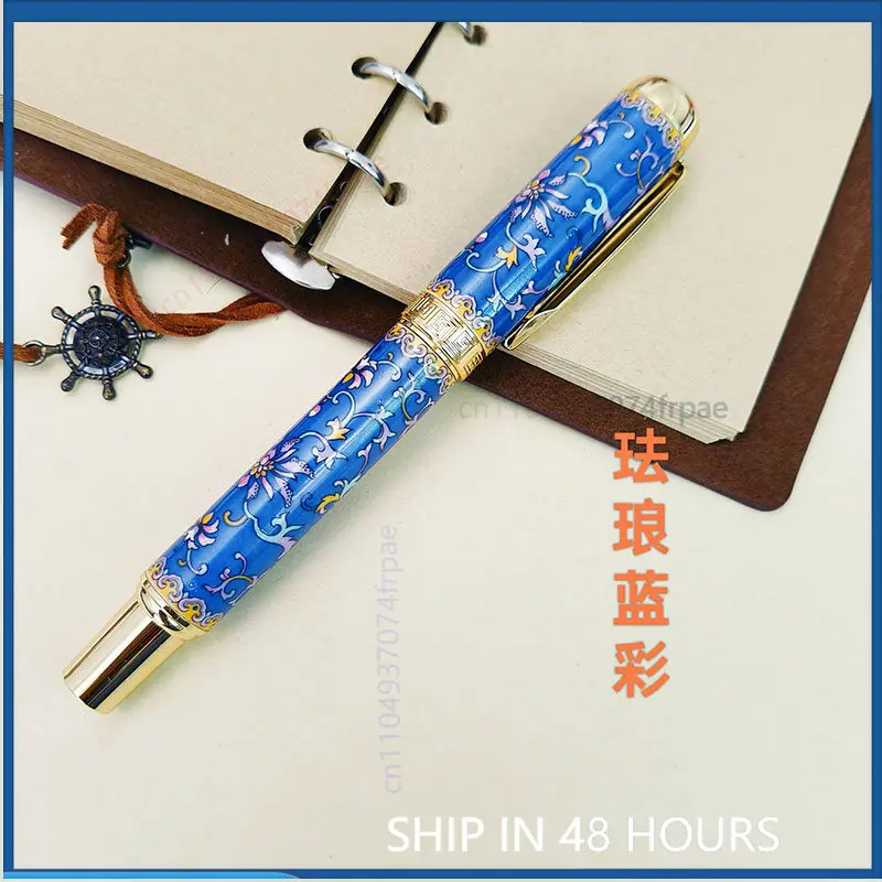 Blue and White Porcelain Pen Set Chinese Style Business Gift Ceramic Fountain Roller Pen Souvenir Gift Box Stationery(2PCS)