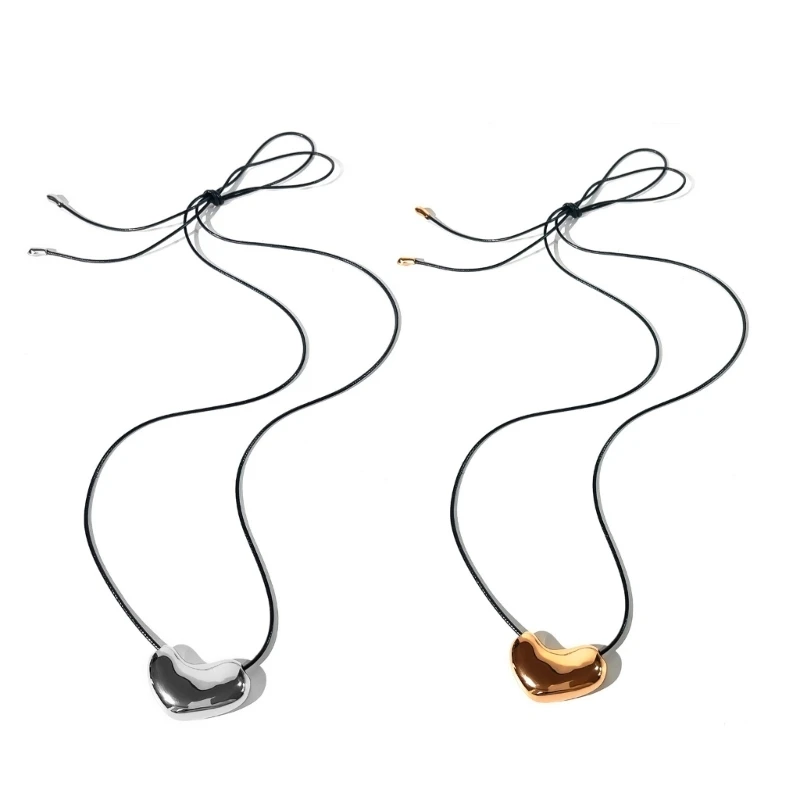 Fashionable Pendant Leather Rope Necklace Adaptable for Trendy Women