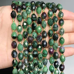 8x7mm AAA Faceted Oval Stone Natural Epidote Zoisite Stone Spacer Beads For Jewelry Making DIY Bracelets Accessories 7.5inch