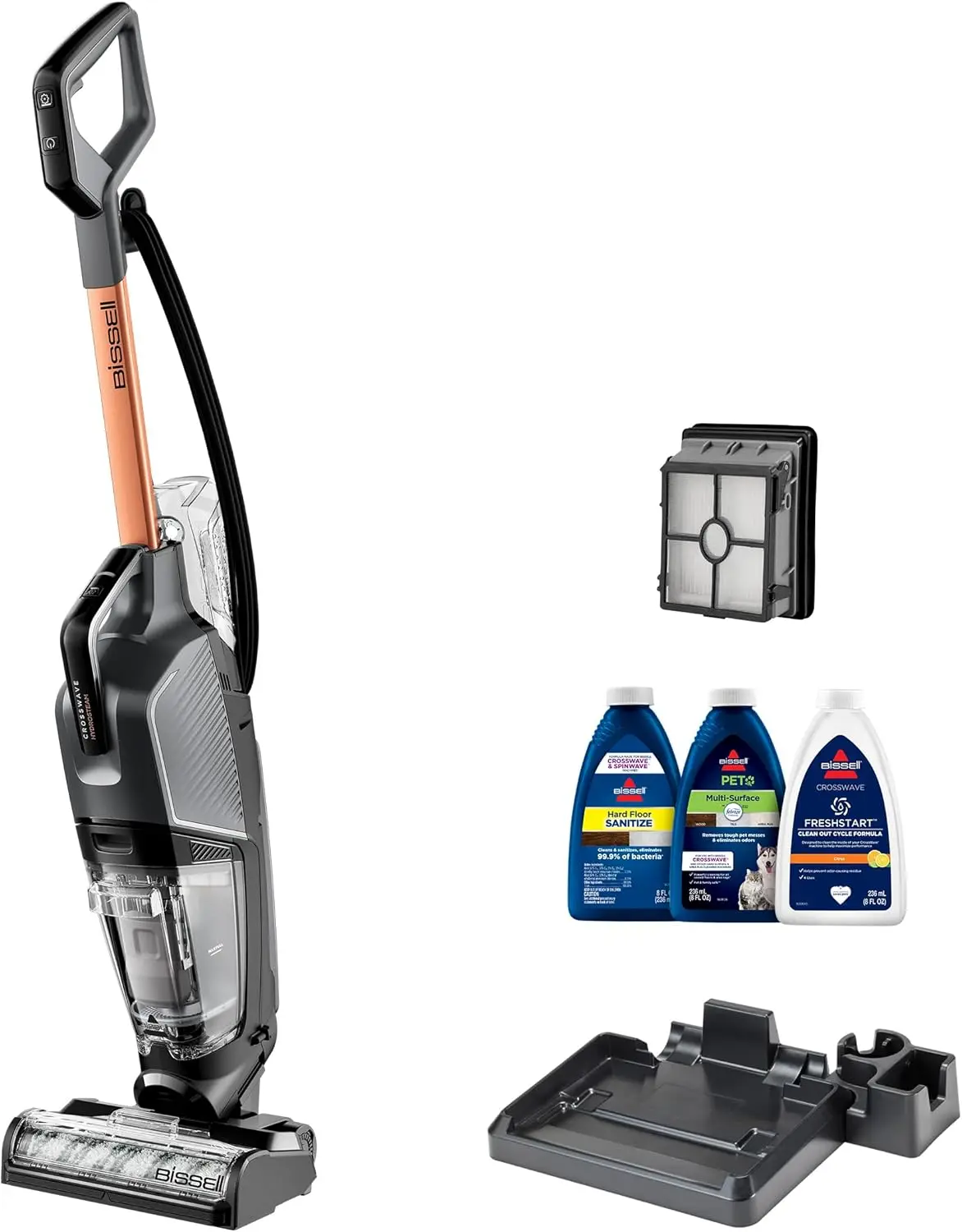 

® CrossWave® HydroSteam™ Wet Dry Vac, Multi-Purpose Vacuum, Wash, and Steam, Sanitize Formula Included, 35151, Multicolor, Uprig