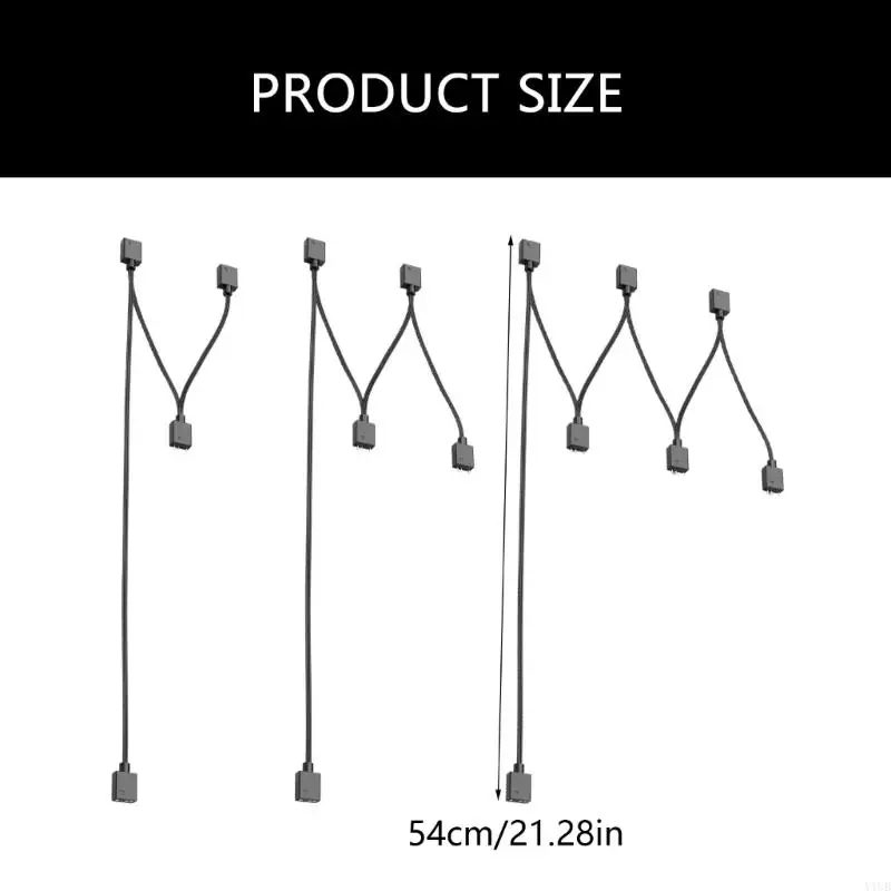 652F Multiple PC Case Fan Support 3PIN ARGB Extension Cord ARGB Splitter Cable For Customizable PC Lighting Easy Plugs Design