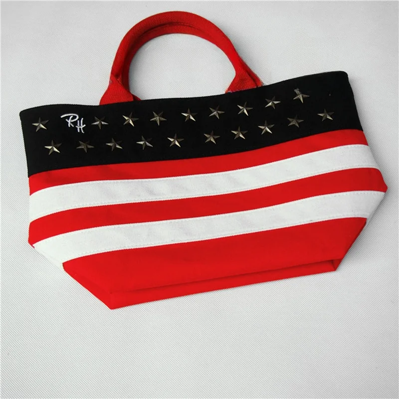 حقيبة رون هيرمان النسائية ذات النجوم المعدنية والخطوط الملونة، حقيبة يد نسائية ناعمة بأسلوب كوري، بطانة من البوليستر، حقيبة ك...