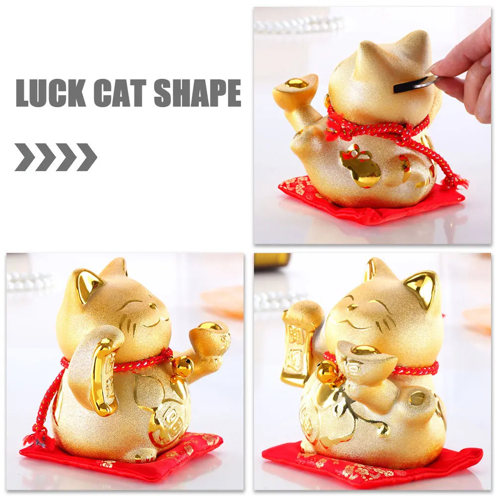 

Lovely Luck Cat Shaped Piggy Bank for Girls Ceramic Money Pot Decorative Saving Jar Cute Desktop Ornament for Home Office Gift