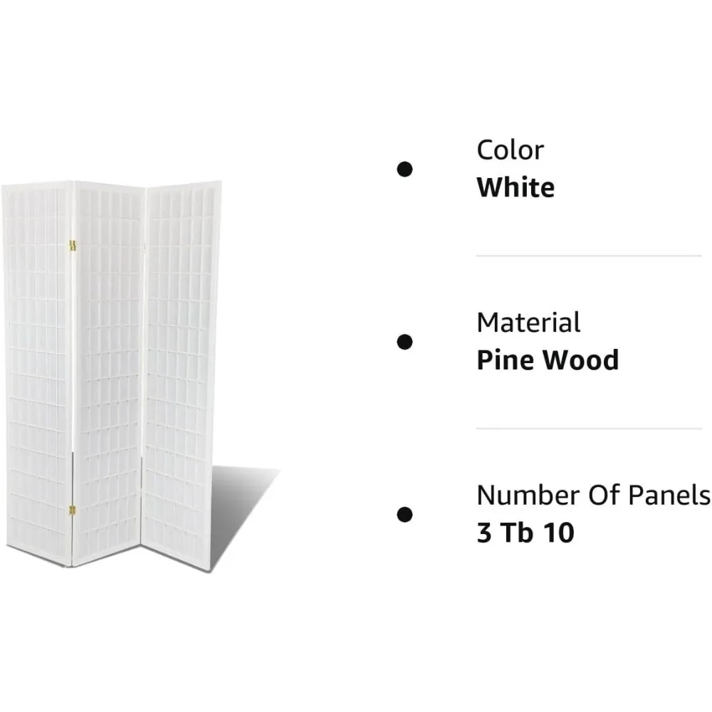 Panel Room Divider, 3 To 10 (White, 4), Folding Privacy Screen, Natural Wood, Room Divider Freestanding Peg Board Display