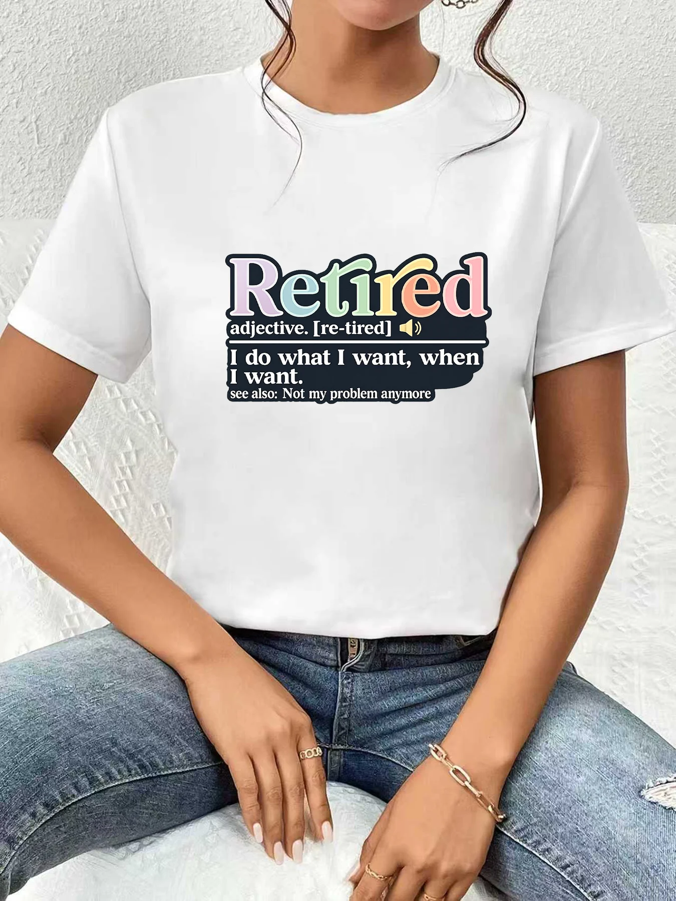 

【WDS03180】Женская футболка больших размеров с круглым вырезом, короткими рукавами, эластичными полурукавами и модными принтами.