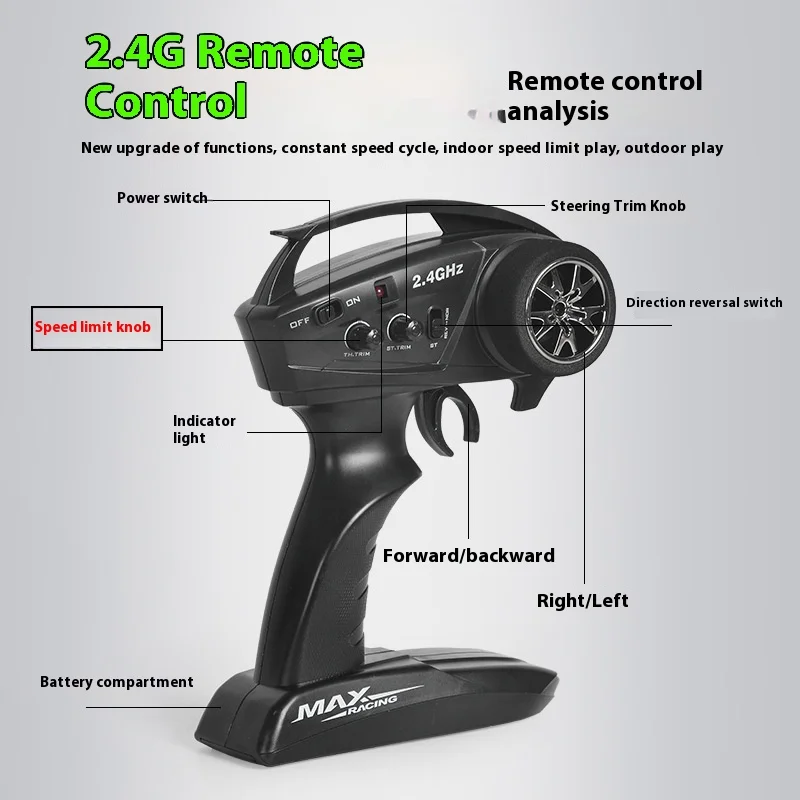 Novo carro de controle remoto hb zp1001/zp1002, 2.4g, 4wd, rc, todo-o-terreno, 1:10, caminhão monstro off-road, brinquedo para meninos, presente para crianças