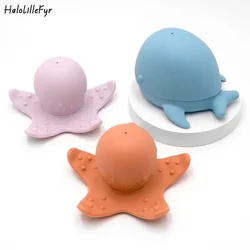 Silicone Baby Animal Whale Bath Toys Set BPA Free Squeeze Spray Water Infant Children's Shower Bathing Toy for Toddler Kids Gift