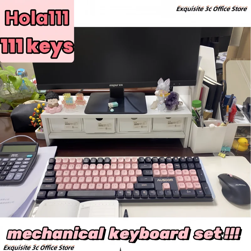 

Hola111 2.4g 111keys Wireless Mechanical Keyboard And Mouse Combination 100% Layout Gaming Esports Home Office Keyboard Mouse Pc