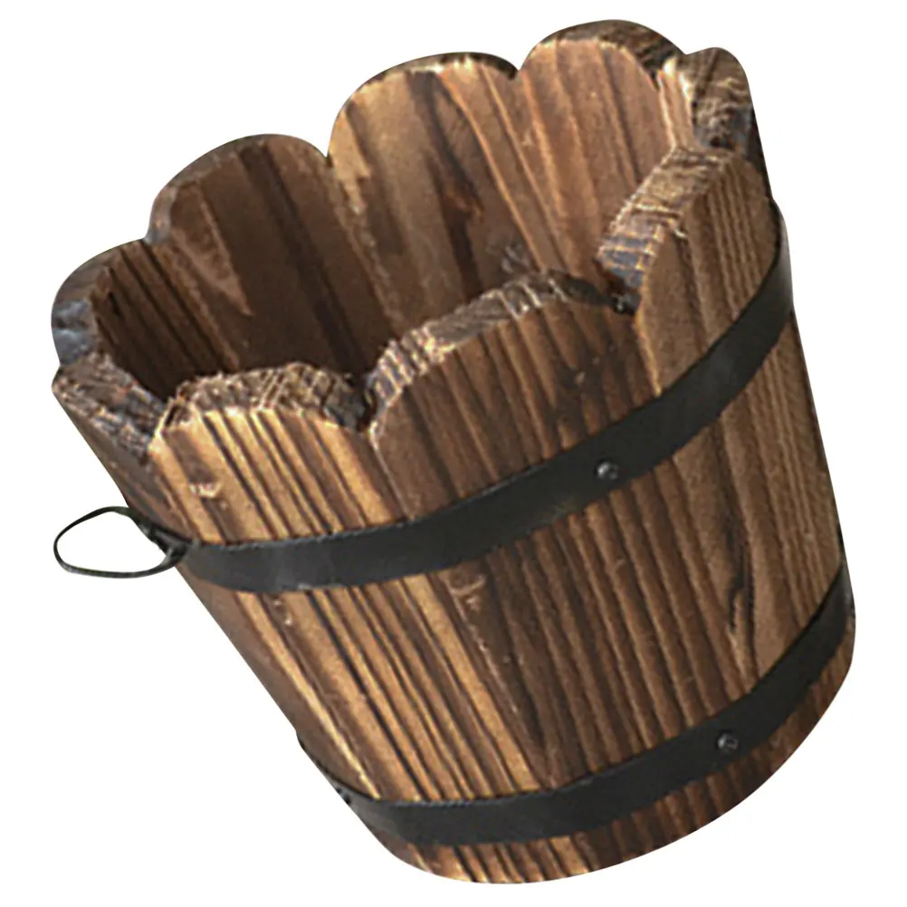 

Solid Wood Flowerpot Barrel Planter Round Vegetable Planting Pot Plants Flowers Fir Gardening Accessories Whiskey Barrel Small