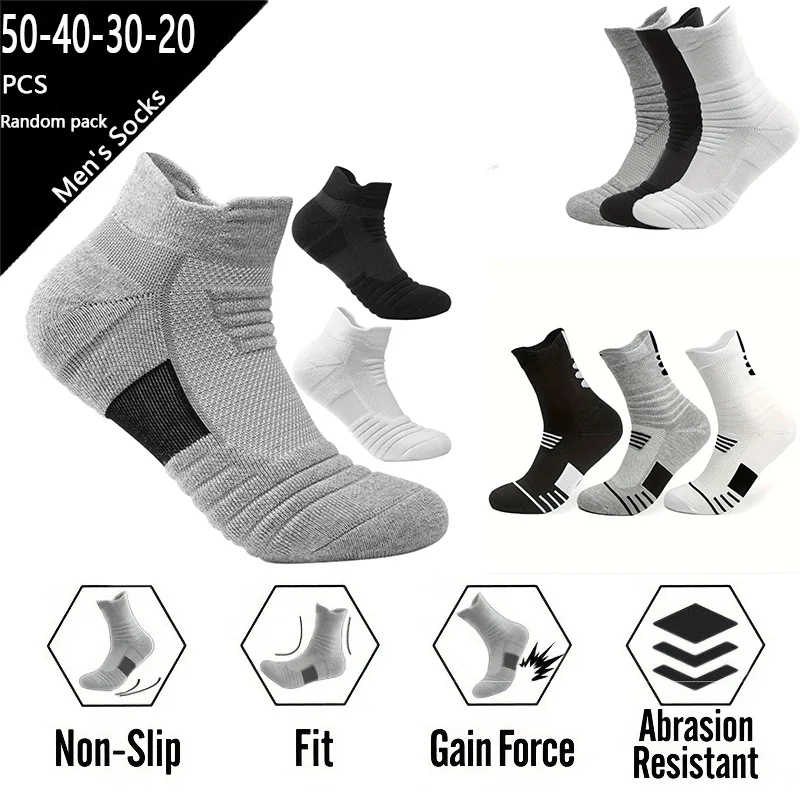 

50-40-30-20 Pairs Breathable Mesh Athletic Terry Socks Cushioned Moisture-managing and Durable Reduces Foot for Running Hiking &
