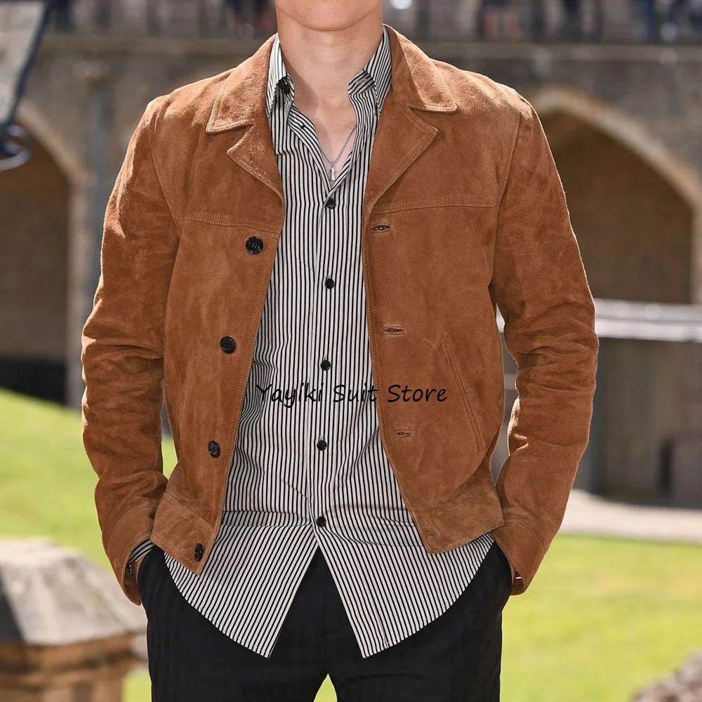 

Suede Fabric Fashion Suit Jackets for Man Casual and Stylish Single-breasted Lapel Men's Jacket Men's Social Coat Urban Blazers