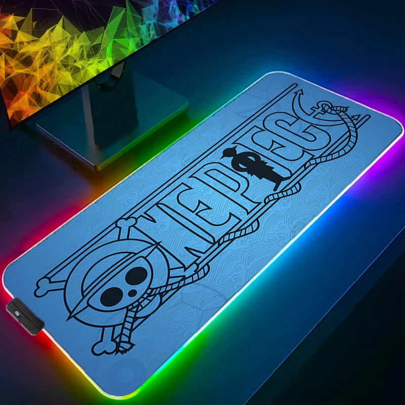 

RGB LED Anime Mouse Pad Office Desk Mat Computer Game Mousepad Rubber One Piece Keyboard Pad PC Accessories Mouse Mat Tablet Pad
