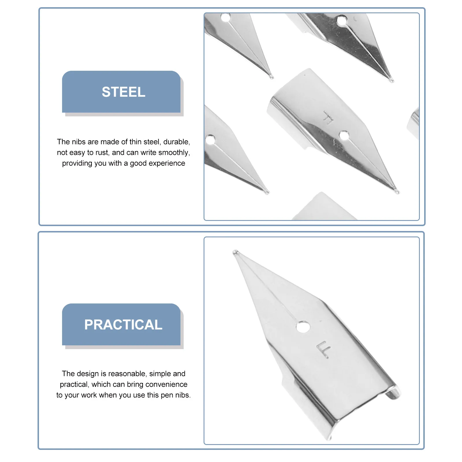 

20Pcs Steel Calligraphy Fountain Pen Replacement Nibs Fine Tips for Writing Painting Drawing Artists Calligraphy Nibs